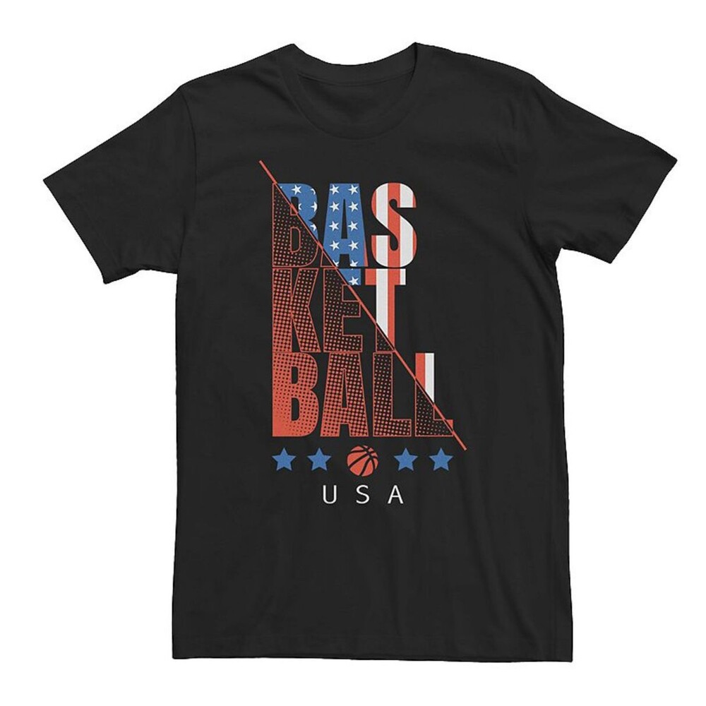 NWT Gildan Soft style Men's Small Basketball USA Stars &Stripes Cotton Black Tee